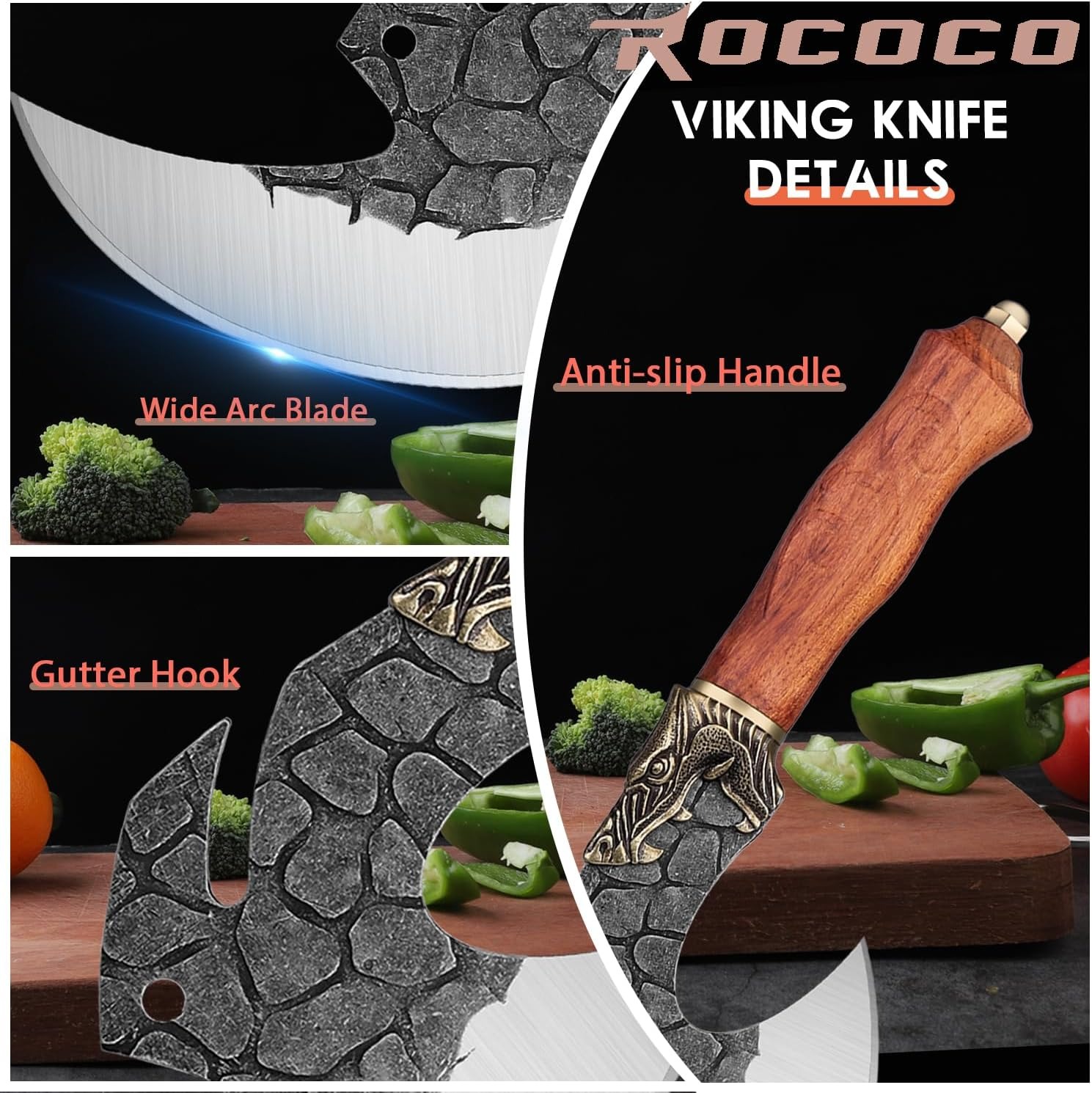 ROCOCO Viking Cleaver Knife Butcher Meat Cutting - Image 2