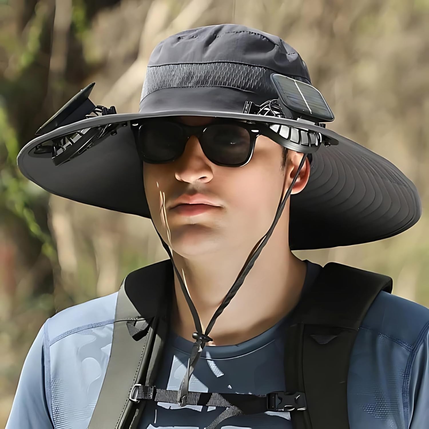Outdoor Wide Brim Sun Hat with 2 Solar Fan - Image 6