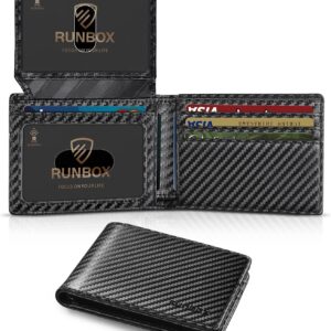 RUNBOX Wallet for Men Slim Rfid Leather 2 ID Window With Gift Box