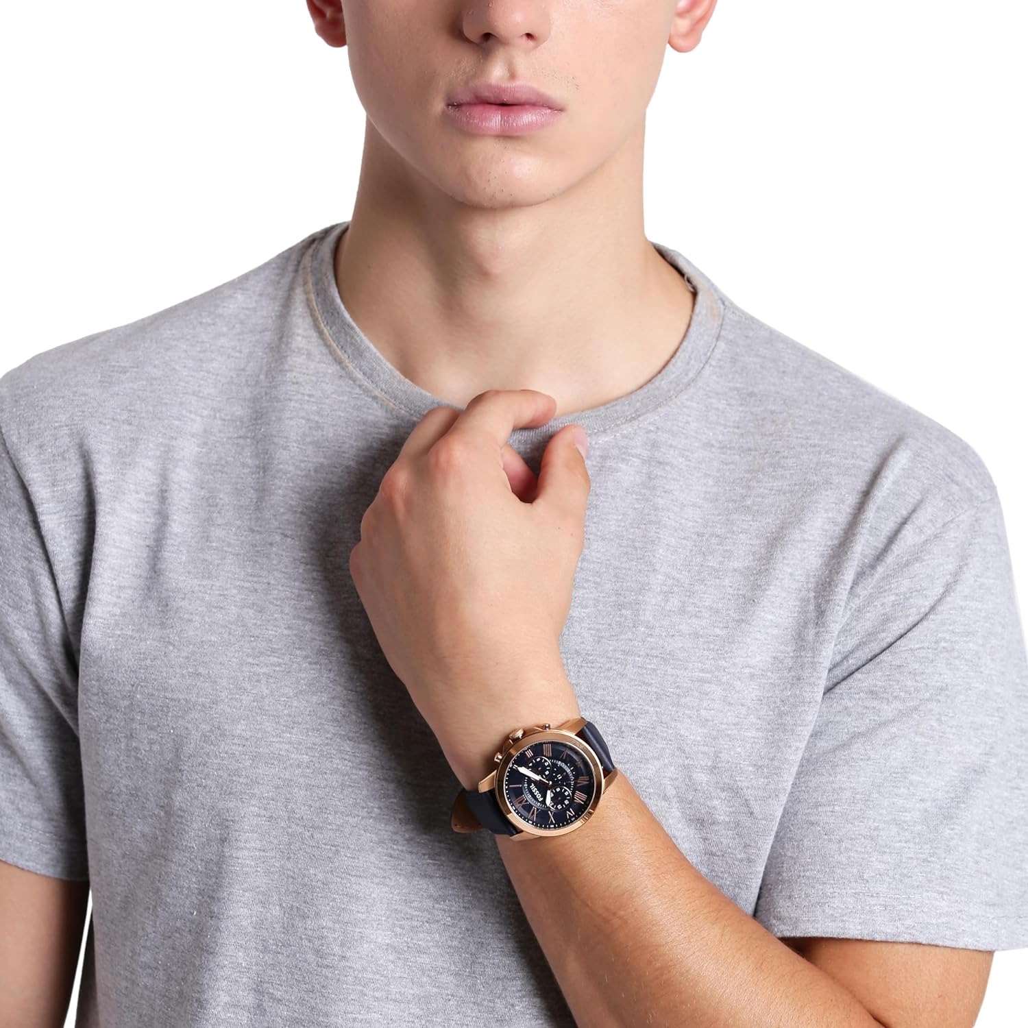 Fossil Men's Grant Quartz Stainless Steel and Leather Chronograph Watch - Image 2