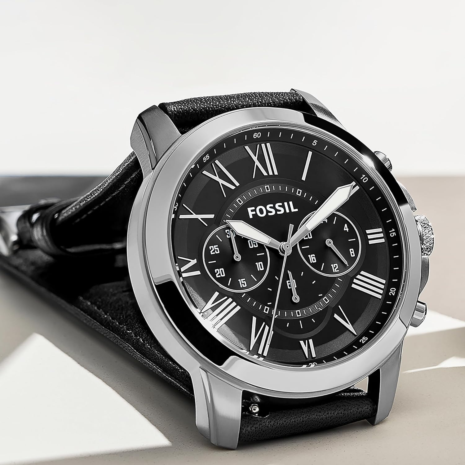 Fossil Men's Grant Quartz Stainless Steel and Leather Chronograph Watch - Image 3