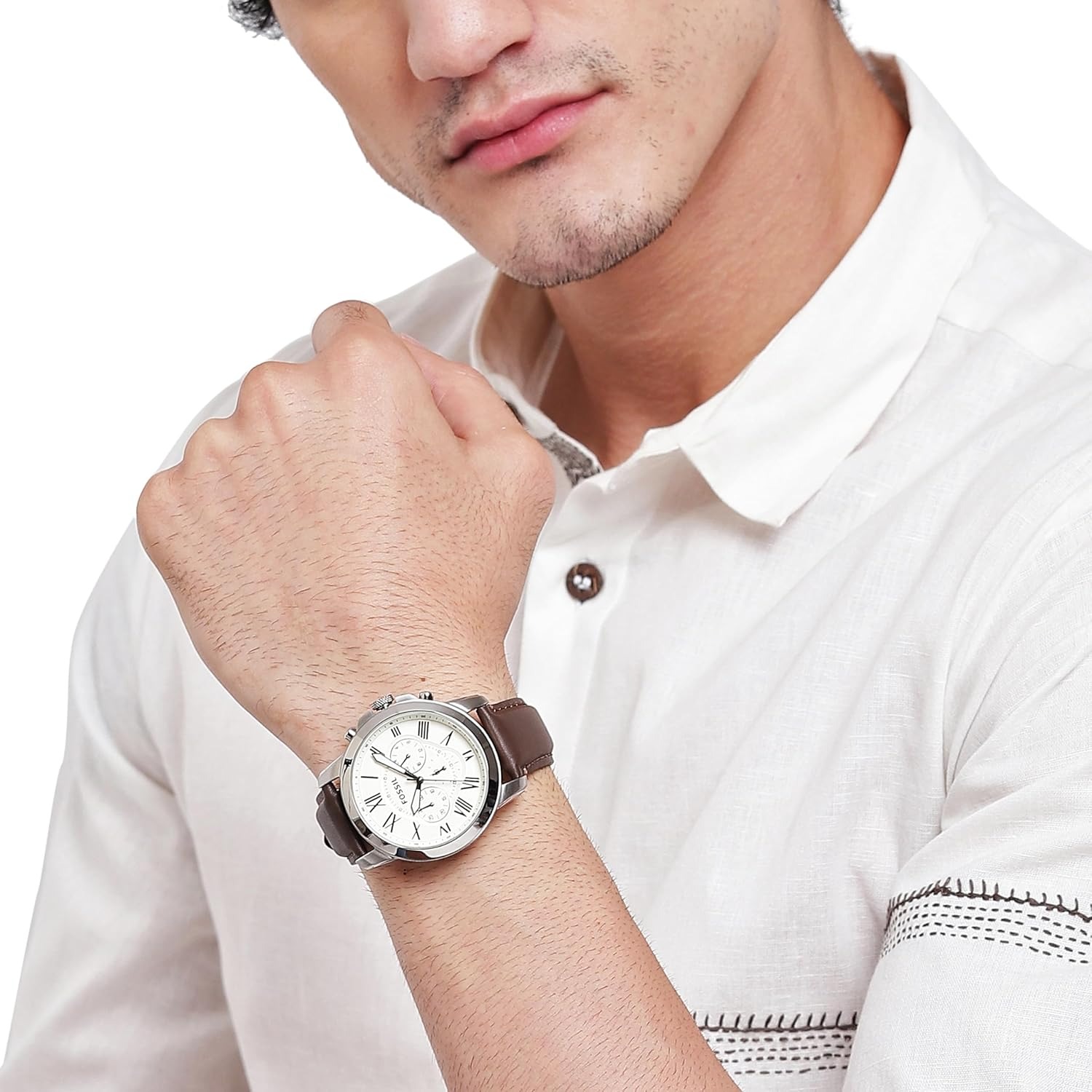 Fossil Men's Grant Quartz Stainless Steel and Leather Chronograph Watch - Image 5