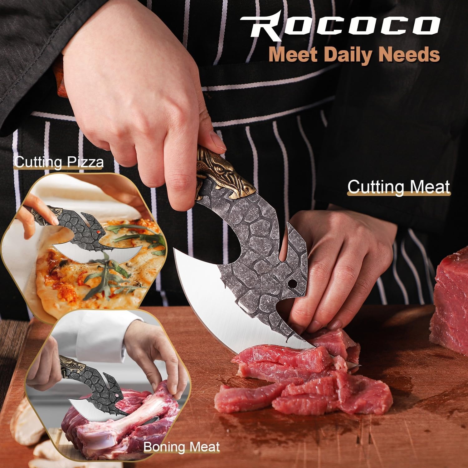 ROCOCO Viking Cleaver Knife Butcher Meat Cutting - Image 4