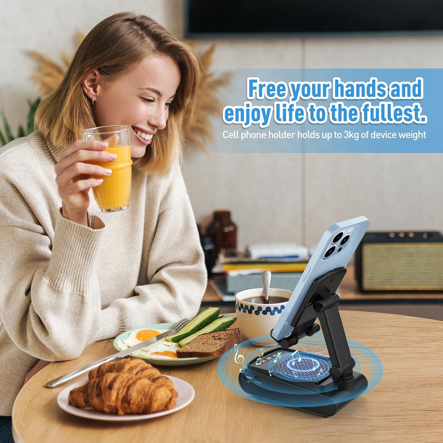 Gifts for Men, Cell Phone Stand with Wireless Bluetooth Speaker - Image 3